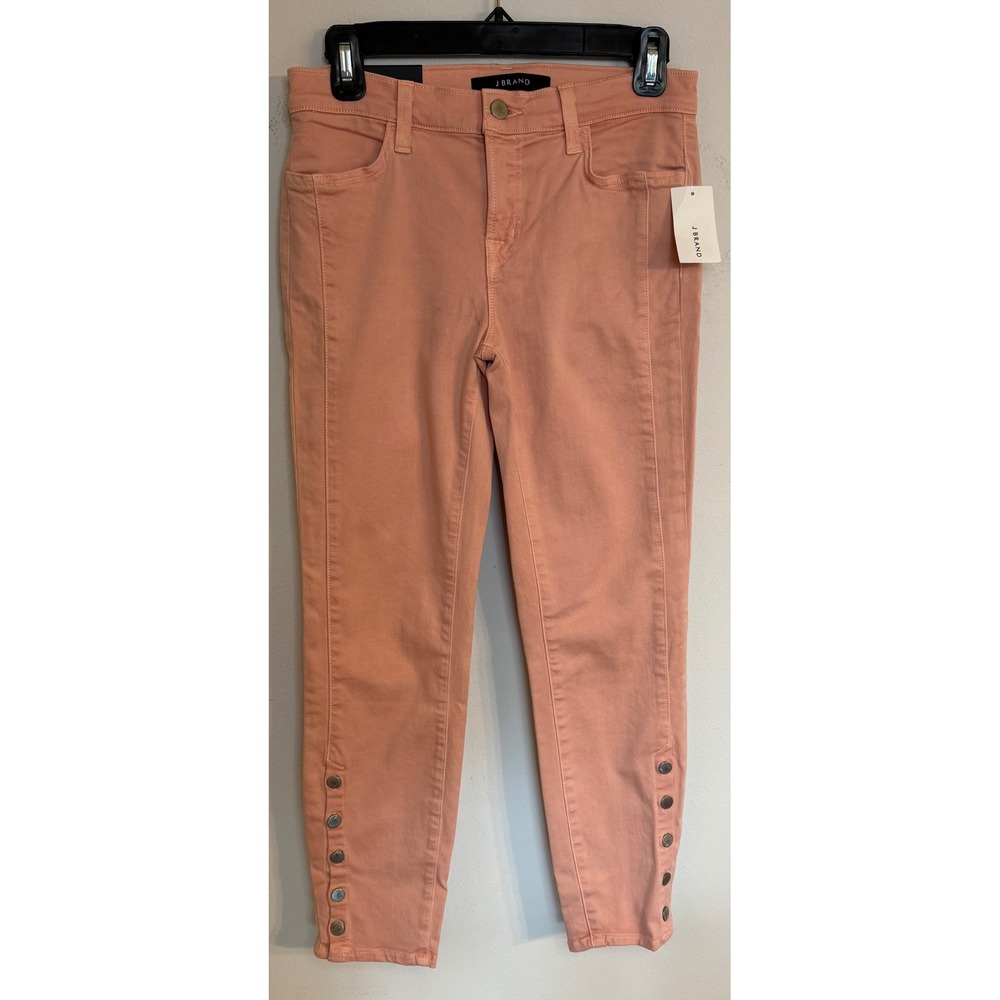 J Brand Size 27 Pink Coral Skinny Ankle Jeans Snap Hem NWT Photo Ready